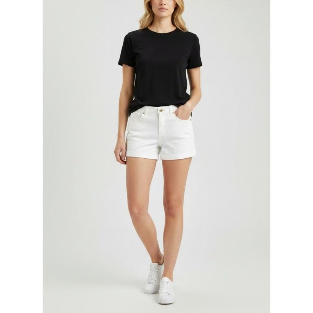 Mossimo Womens Premium Denim White Shorts Size 2 Rolled Hem Casual Wear